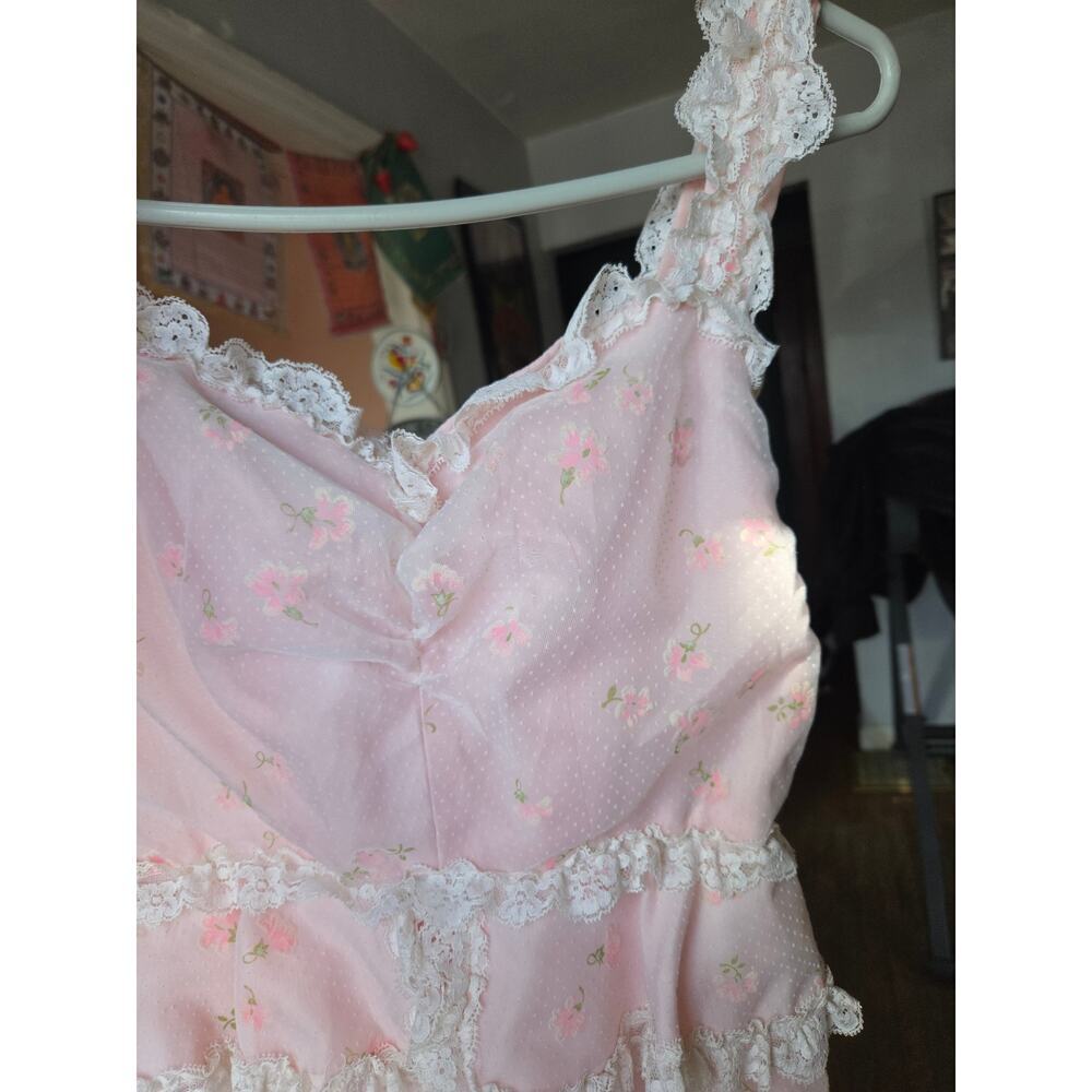 Vintage Lorrie Deb Dress Union Made USA Womens Size 5/6 Lace Cottagecore Floral - Picture 2 of 7